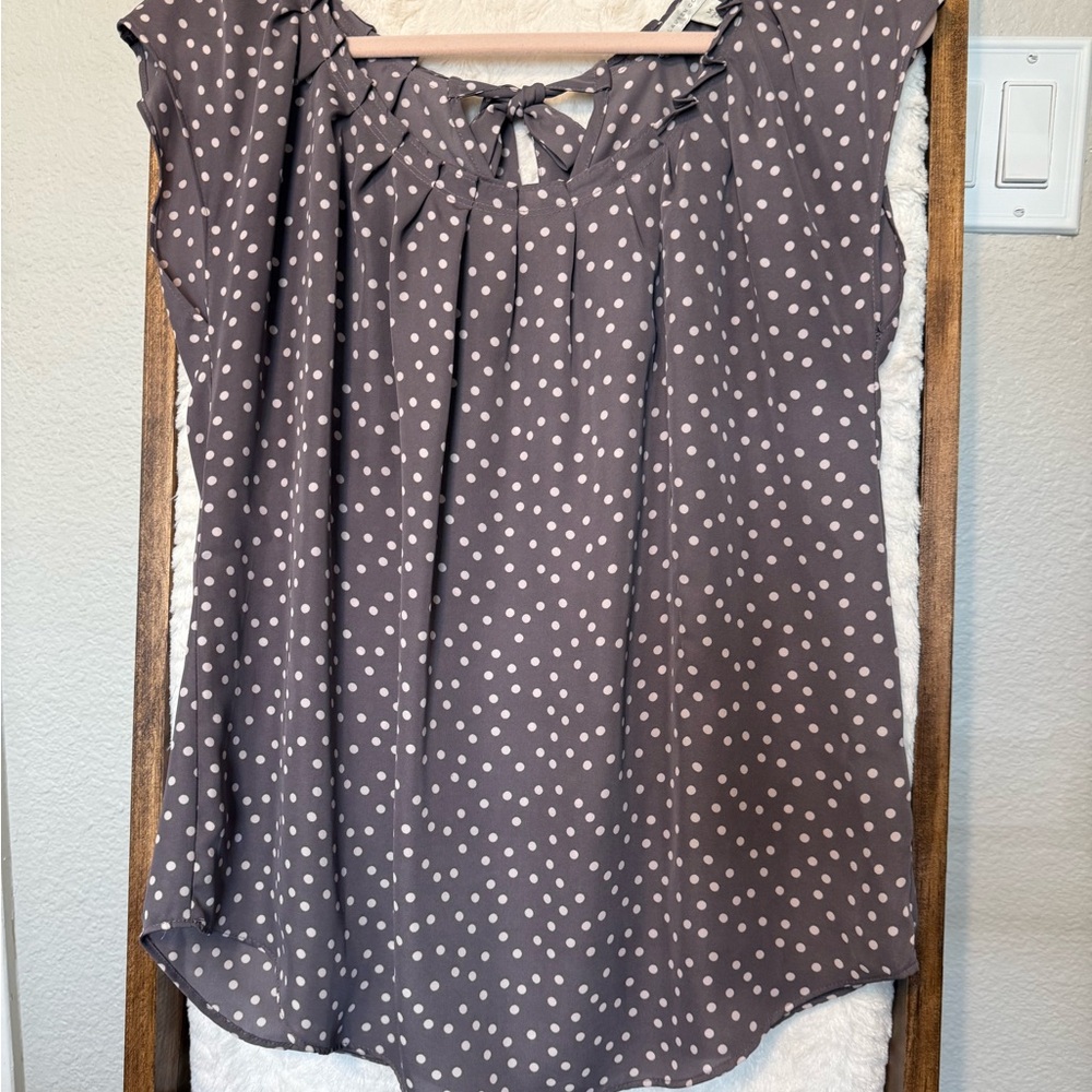 Polka Dot Women's Top - Gray and White